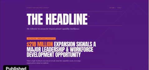 The Headline editorial newsletter preview in Capacity Builder Intelligence branding